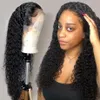 Peruvian Curly HD Deep Part Brazilian Virgin Hair Lace Front Wig Pre Plocked 360 Front Pärlor 130% Densitet Blekt Knots DiVa1