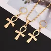 Egyptische sieraden vintage de sleutel van de Nijl Ankh Cross Hanger Ketting Earring Set