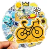 100pcs/Set Outdoors Sun Yellow Blue Aesthetic Sticker Pack Vinyl Waterproof Trendy Water Bottle Laptop Stickers Decal Graffiti Patches