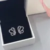 Vliegende vlinder CZ diamanten oorknopjes Luxe designer sieraden met doos voor Pandora 925 sterling zilver Hoogwaardige dames oorknopjes