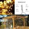 Sznurki LED 9m 12m 18M x 3m 1800 LED ciepłe białe romantyczne świąteczne świąteczne ślub Outdoor Dekoracja kurtyna sznur światowy US standard