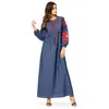 المسلمان التطريز Maxi Dress Abaya Kimono فضفاضة رمضان العربية الإسلامية الإسلامية أردية طويلة بالإضافة إلى حجم VKDR1507