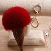 Newest 17 Colors Pom Pom Ball Keychains Ice cream Fur Key Rings For Women Key Holder Birthday Gifts Support FBA Drop Shipping