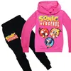 Jongens meisje sonic de egelkleding sets hoodie + broek kinderen kinderen sweatshirt broek broek met lange mouwen t -shirt tops tee kleren