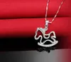 All'ingrosso-5 argento sterling (senza catena) Nuove donne di moda Collane con ciondolo in cristallo Zircone animale carosello pony Regali per bambini