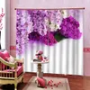 purple flower decoration 3d curtains D Curtain Printing Blockout Polyester Photo Drapes Fabric For Room