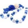 Collana di colore blu navy Fascia per capelli Set da 3 pezzi Regalo per festa di compleanno Per bambini Ragazze Bubblegum Baby Kids Collana robusta Gioielli