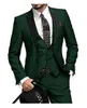 Nieuwe Populaire One Button Donkergroen Bruidegom Tuxedos Piek Revers Mannen Huwelijksfeest GroomsMen 3 Stuks Suits (jas + Broek + Vest + Tie) K76