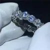 Vecalon Teenis обещайте пальцем кольцо 925 стерлинговое серебро 6 мм бриллианты Cz Обручальные обручальные кольца, установленные для женщин, мужчин