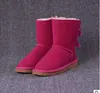 Designer-A Classic Snow Boots Tall Boots Real Leather Bailey Bowknot Womens Håll varm storlek 35-44