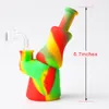 Hoge kwaliteit 6.7 "Silicone Bong met 4mm Quartz Banger DAB Rook Rook Pipe Glass Bong Recycler Bubbler