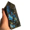 1 5kg Big size Natural labradorite Quartz Obelisk Large Crystal Wand Point quartz crystal gemstone tower reiki healing254S