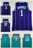 Mäns 10 # Mike Bibby Jersey 3 # ShareeF Abdur Rahim 50 # Bryant Reeves 1 # Muggsy Bogues Grön Vit Lila Larry 2 # Johnson 33 Alonzo Mourning