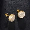 Or et argent couleur Micro Pave CZ vis retour boucles d'oreilles pour les femmes bijoux de fête de mariage