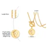 Gold Elizabeth Medal Necklace in Stainless Steel Signet Pendants Necklace with Toggle Clasp