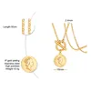 Collier Médaille Elizabeth Or en Acier Inoxydable Pendentifs Chevalière Collier avec Fermoir Toggle