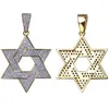 Hip Hop Iced Out Star of David Naszyjnik Wisiorek Micro Better Cyrkon z łańcuchem linowym dla mężczyzn kobiet