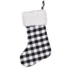 Plaid Christmas Stocking Fur Mankiet Buffalo Skarpetki Prezent Na Party Dekoracje Drzewo Wiszące Ornament Xmas Drzewo Ornament