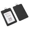 Leather Card Holder With Rope Lanyard Double Card Sleeve ID Badge Case Clear Bank Credit Card Badge Holder Office Supplies