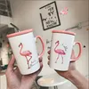 Flamingo Seramik Su Kupa Pembe Ve İhale Maiden Kalp Kahve Kupalar Tumbler Kapak Paslanmaz Çelik Hasır Ofisi 7 5deE1 Kulp