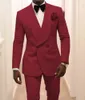 2020 Pembe Smokin ceket Düğün Suit Slim Fit Custom Made 2 Adet Balo Erkekler Suit Damat Giyim Sağdıç Blazer (Ceket + Pantolon)