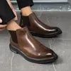 Stivali in pelle marrone Scarpe vintage da uomo Stivali militari impermeabili da uomo Stivali eleganti da uomo Scarpe punk in pelle Pantaloncini da uomo Masculino