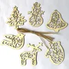 Decorazioni natalizie 6 pezzi/set Piccoli abbellimenti in legno Rustico Albero Appeso Ornamento Decor Etichette regalo vuote Artigianato1