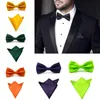 Zijde Solid Business Bowtie Mannen Vintage Paars Gesneden Mode Nieuwigheid Ties Zwart Bruiloft Boog Zak Vierkante Zakdoek Set