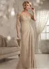 Vintage Champagne sirena madre de la novia vestido de media manga de encaje con cuello en V vestido de invitado de boda fiesta de noche vestidos formales