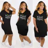 Kobiet Plus Size Sukienki List Drukuj Mini Spódnice Designer Letnia Odzież V Neck Krótki Rękaw Seksowna Kieszonkowa Moda Suknie Hot Selling 925