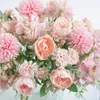 Konstgjorda blommor Fake Peony Silk Hydrangea Bouquet Decor Plastic Carnations Realistic Flower Arrangements Wedding Decoration3747503