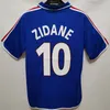 10 ZIDANE 1998 فرنسا RETRO VINTAGE ZIDANE HENRY MAILLOT DE FOOT تايلاند جودة قمصان كرة القدم الزي الرسمي قمصان كرة القدم قميص الرجال قميص