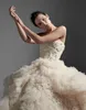 Une ligne Krikor Jabotian robes de mariée volants à plusieurs niveaux robes de mariée sans bretelles, plus la taille fermeture éclair dos robe de mariée robe de mariée personnalisé