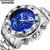 Temeite montre de Sport hommes Top marque montres à Quartz pour hommes grand cadran en acier inoxydable mâle horloge Relogio Masculino