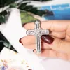 New 925 Silver Exquisite Bible Jesus Cross Pendant Necklace for women men Crucifix Charm Simulated Platinum Diamond Jewelry N028