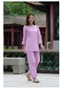 Chinois rétro femmes coton chanvre thé dessiné à la main vêtements de méditation décontracté kungfu Tai Chi groupe confortable pyjama costume de méditation