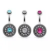 5 couleurs strass bohème acier inoxydable bijoux nombril barres argent nombril anneau nombril corps Piercing bijoux