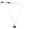 Juwang Turkse ronde kwaad blauwe oog ketting kubieke zirkonia regenboog oog hanger ketting vrouw lange ketting sieraden