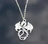 Moda Silver Wisiorek Dragon Naszyjnik Choker Charm Srebrny Metalowy Łańcuch Fabryka Czarny Skórzany Naszyjnik DIY Biżuteria