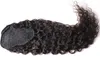 Clip in Ponytail Extension長いストレート変態厚い巻き巻き人間の髪のふわふわのポニーテールラップ約24インチ - ブラックブラウン