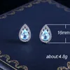 2024 Stud Bling Crystal Waterdrop Stud Earring Women Sapphire Ear Clip for Gift Party Fashion Jewelry Accessories gem Crystal