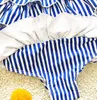 Children Swimsuits For Girls Baby Kids Beach One Piece Swimwear Navy Style Blue Striped Bathing Suit 29 Years Swimming Clothing5682962