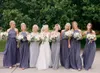 Gray New Arrival Cheap Bridesmaid Dresses Halter Neck Chiffon Sleeveless Floor Length Maid Of Honor Dress Pleats Wedding Party Gowns Custom