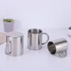 Stainless Steel Double Layer Coffee Mug Cups Portable Camping Cup With Handgrip Stainless Steel Mountaineering Mugs 300ml 400ml DH1116-3