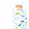 Ins spädbarn baby swaddle tecknad sovsäckar baby pojkar flickor muslin filt hatt 2 st.