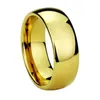 Drop Shipping 8mm Tungsten Wedding Band Gold Color Rings For Men Engagement Finger Ring Alliance Classic Jewelry Size 4 To15 J190714