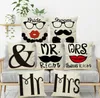 1x vintage linen MR.MRS Right Sofa Linen Pillow Case Lovers Lipstick Car Office Cushion cover waist throw pillowcase 42x42cm