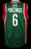 Kristaps Porzingis #6 Sevilla Baloncesto Euro Letônia Retro Basquete Jersey Mens Número Personalizado Nome Jerseys