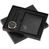 Mode Business Uhr Brieftasche Set Lederband Männer Uhren Leucht Hände Uhr Männliche Armbanduhr Geschenke für Ehemann Freund Papa