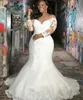 Abiti da sposa africani a sirena taglie forti 2020 Nuovo design Corte dei treni 34 Abiti da sposa in pizzo trasparente a maniche lunghe Vestido De Noiva W1159702993